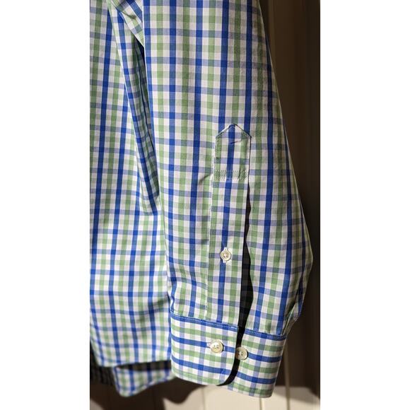 Brooks Brothers Men's Navy/Green Gingham Check Button Down Size L - Picture 3 of 7